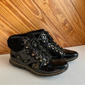 Cole Haan Zerogrand Waterproof Hiking Boot Black Patent Leather